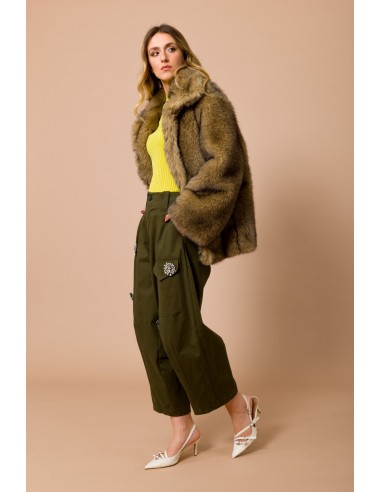 Oversized imitatiebontjas Lupo met hoge kraag en drukknopen Maryley