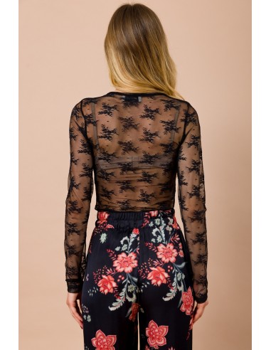 Kanten blouse met ronde hals, slim fit, lange mouwen Maryley