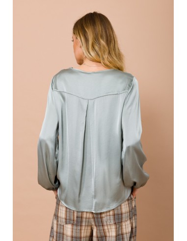 Maryley-blouse met V-hals van viscose-satijn