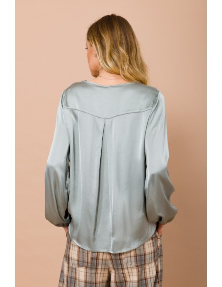 Maryley-blouse met V-hals van viscose-satijn