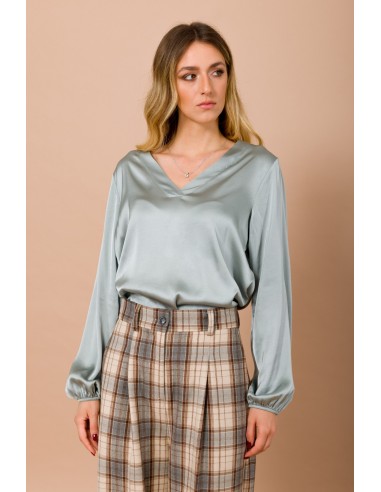 Maryley-blouse met V-hals van viscose-satijn