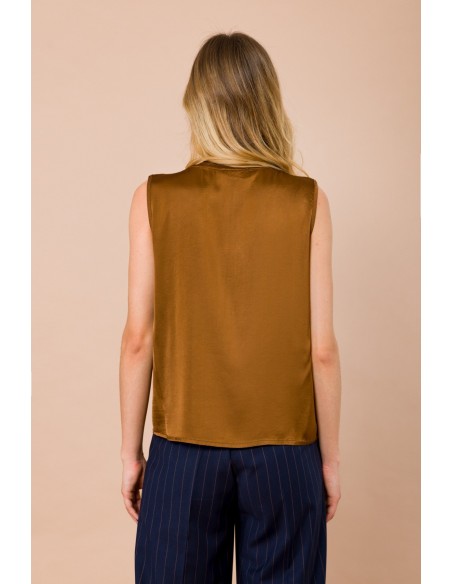 Maryley-top met ronde hals van viscose-satijn