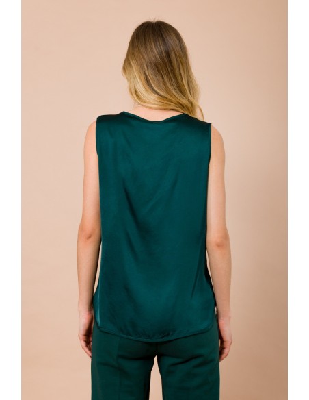 Top met V-hals van viscose-satijn Maryley