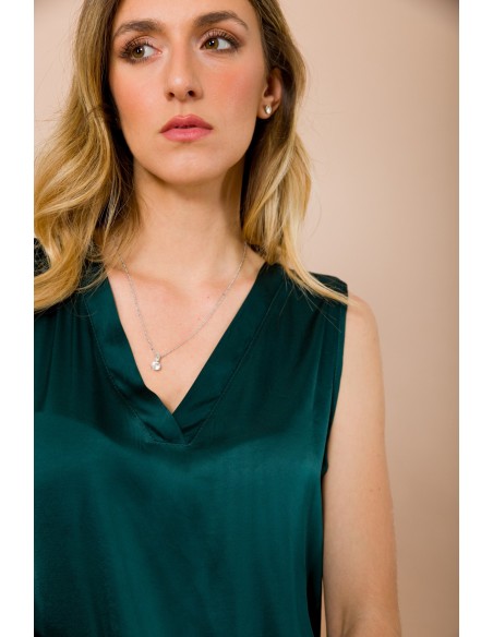 Top met V-hals van viscose-satijn Maryley