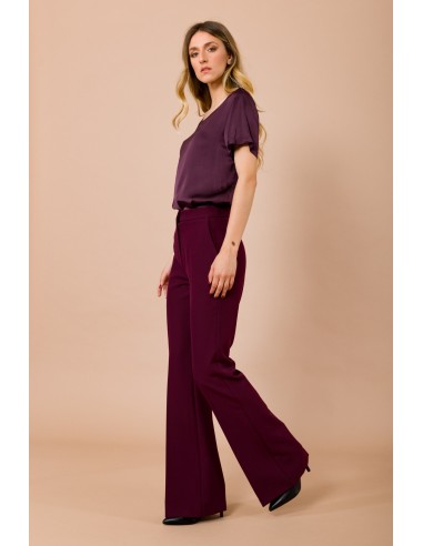 Maryley T-shirt met ronde hals en korte mouwen van viscose-satijn