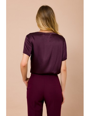 Maryley T-shirt met ronde hals en korte mouwen van viscose-satijn