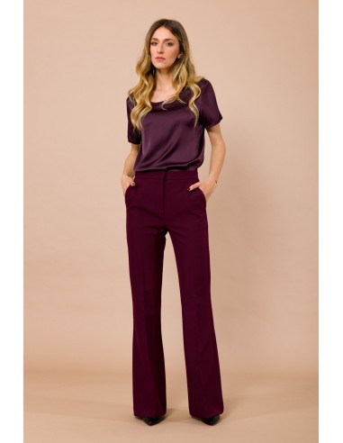 Maryley T-shirt met ronde hals en korte mouwen van viscose-satijn