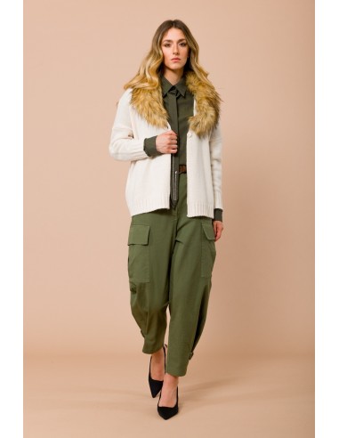 Cargo broek met veters onderaan. Elastische taille en bijpassende riem van Maryley