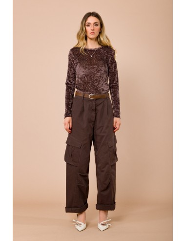 Maryley Blouse met lange mouwen, ronde hals en all-over strassversiering