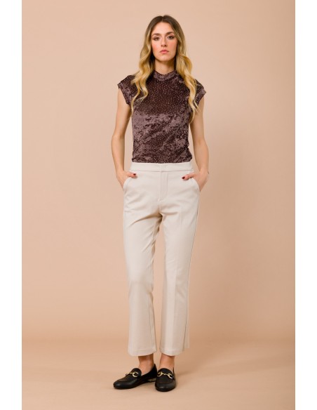 Mouwloze coltrui-top met all-over strass-details van Maryley
