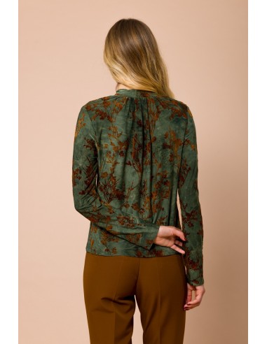Maryley blouse met ronde hals, lange mouwen en flockprint