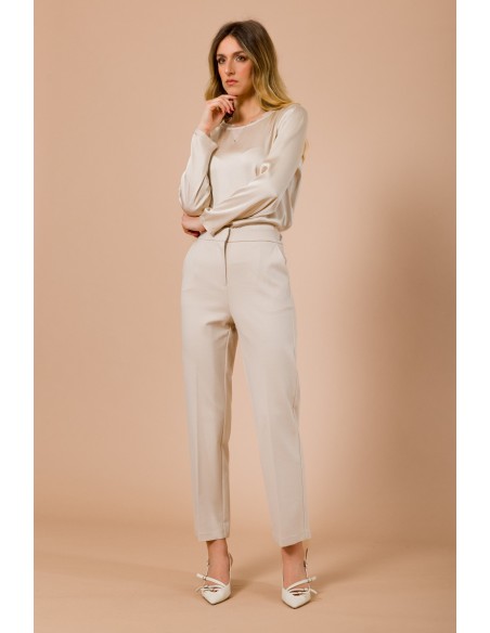 Rechte broek van Milano-tricot met elastiek aan de achterkant Maryley