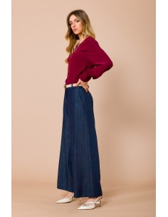 Palazzo-broek met suède tailleband Maryley 2