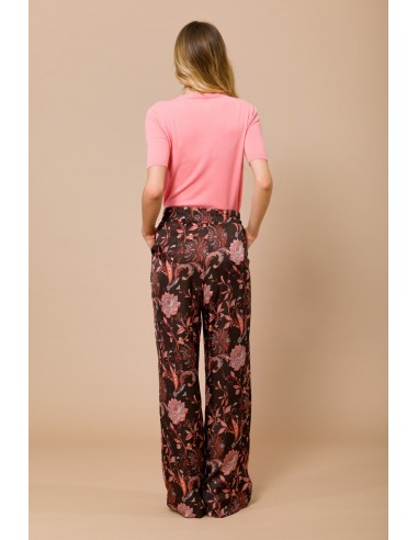 Palazzobroek met elastische taille van viscose-satijn met Maryley-print
