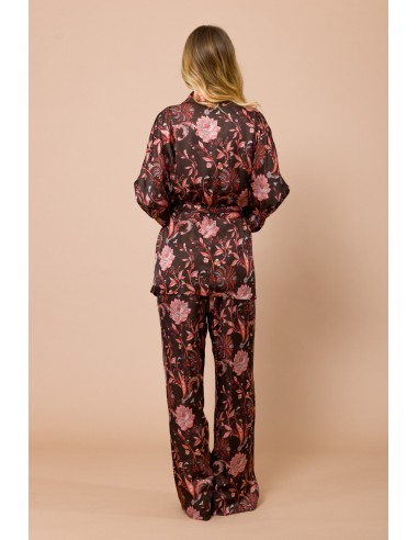 Palazzobroek met elastische taille van viscose-satijn met Maryley-print