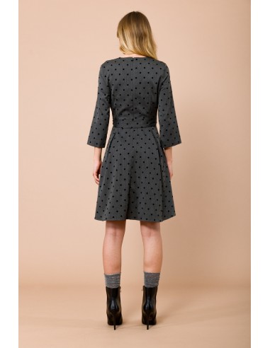 Korte jurk met klokkende rok. 3/4-mouwen met flockstippen Maryley