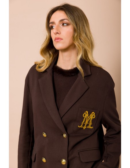 Oversized sweaterjasje met geborduurd logo op het borstzakje Maryley