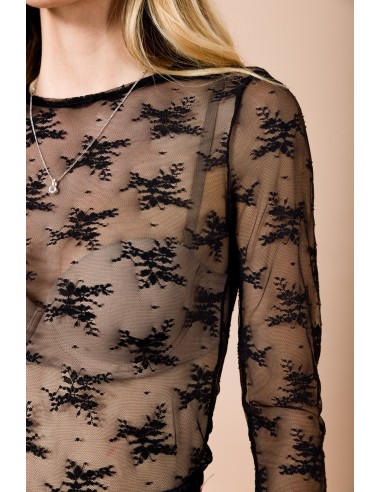 Kanten blouse met ronde hals, slim fit, lange mouwen Maryley