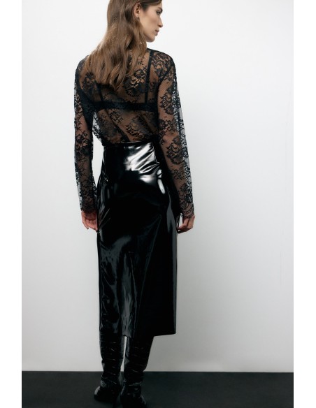 Midi-rok met hoge taille en zijsplit van Dixie