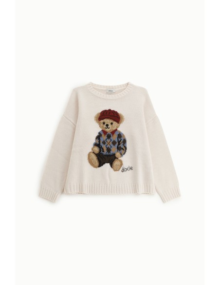 Dixie ronde-hals trui met teddybeerprint