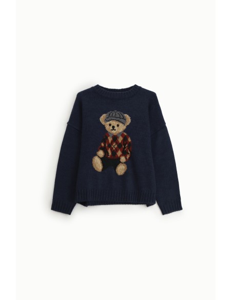 Dixie ronde-hals trui met teddybeerprint