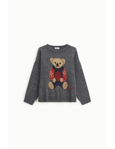 Dixie Rondehals Trui met Berenprint en Cadeaumotief