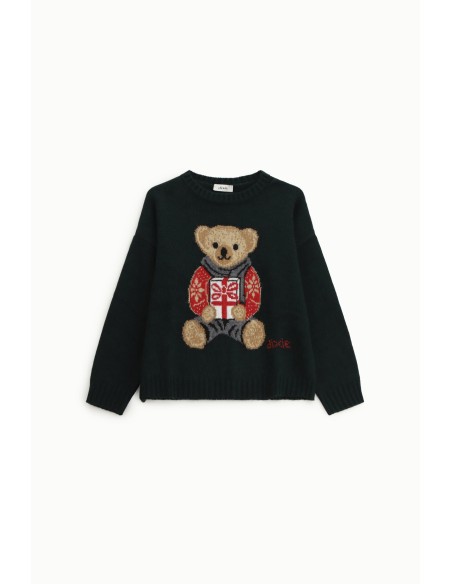 Dixie Rondehals Trui met Berenprint en Cadeaumotief