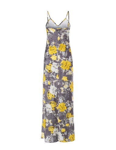Lange satijnen slipdress met bloemenprint Rinascimento