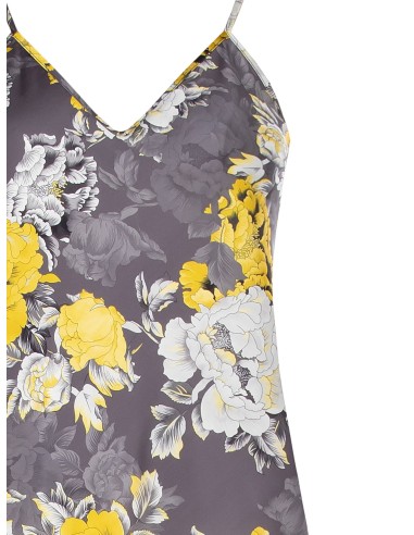Lange satijnen slipdress met bloemenprint Rinascimento
