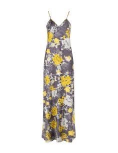 Lange satijnen slipdress met bloemenprint Rinascimento
