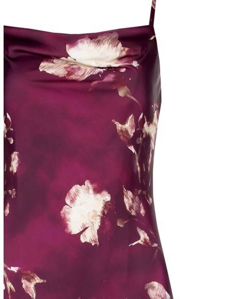 Lange zeemeerminjurk van satijn met bloemenprint van Rinascimento