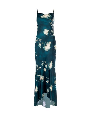 Lange zeemeerminjurk van satijn met bloemenprint van Rinascimento