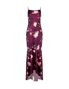 Lange zeemeerminjurk van satijn met bloemenprint van Rinascimento
