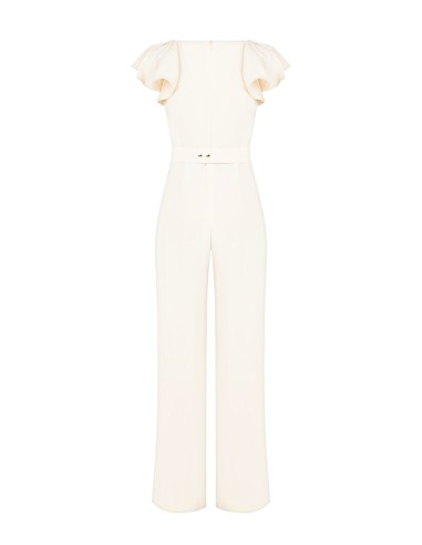 Palazzo-jumpsuit van soepelvallende stof met druppelvormige cut-out en bijpassende stevige logoriem Rinascimento
