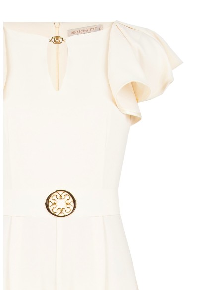 Palazzo-jumpsuit van soepelvallende stof met druppelvormige cut-out en bijpassende stevige logoriem Rinascimento