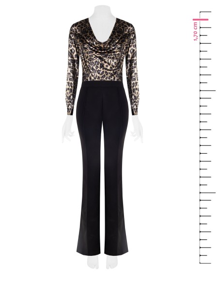 Wijde jumpsuit van glitterfluweel met dubbele V-hals en zakken – Rinascimento