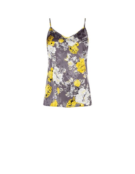 Rinascimento top met bloemenprint van satijn met getailleerde pasvorm