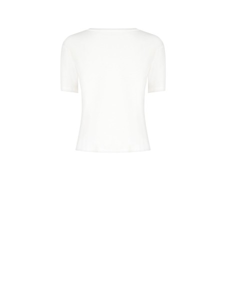 Regular viscose T-shirt met Rinascimento-logo-opdruk