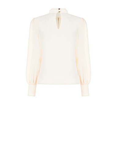 Ruime en soepelvallende blouse van mat satijn met een met maxi-pailletten bedekte kraag Rinascimento