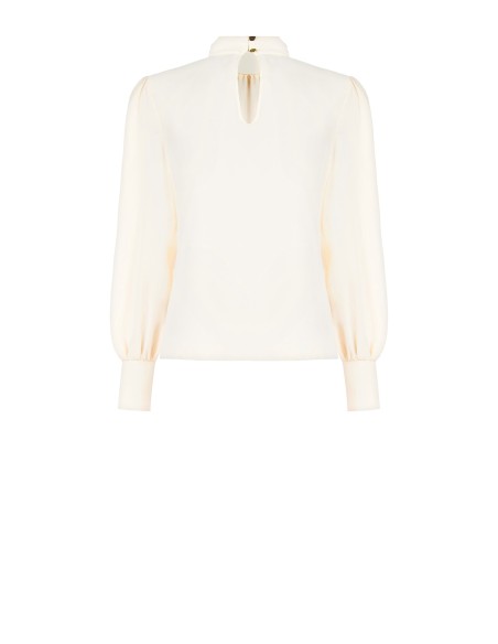 Ruime en soepelvallende blouse van mat satijn met een met maxi-pailletten bedekte kraag Rinascimento