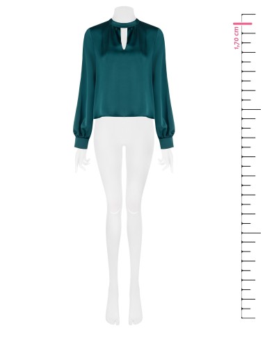 Ruime A-lijnblouse van satijn met kleine V-hals Rinascimento