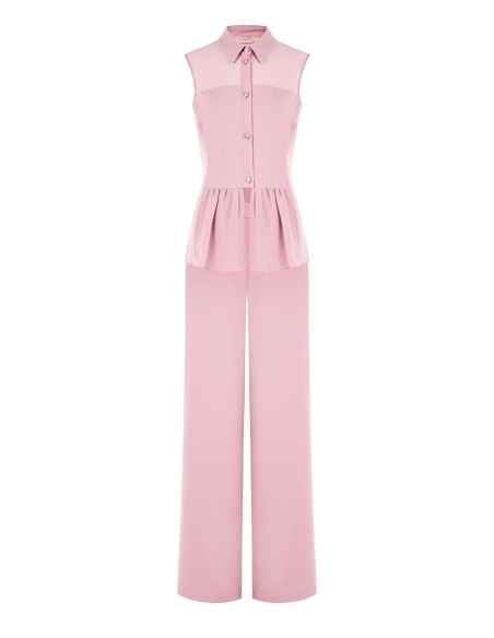 Georgette blouse met volant en juweelknopen Rinascimento