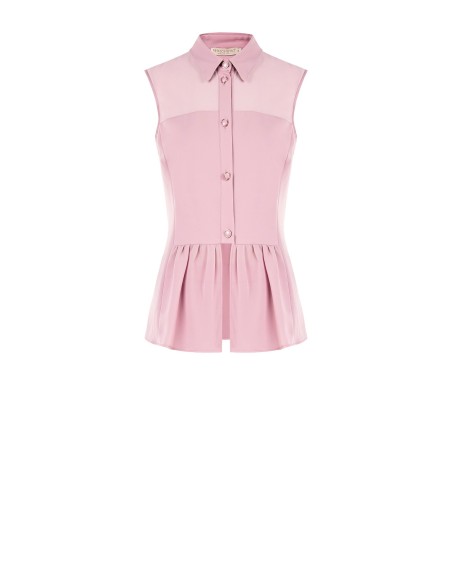 Georgette blouse met volant en juweelknopen Rinascimento