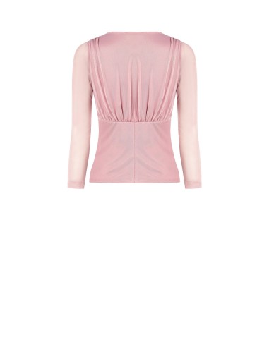 Getailleerde blouse van elastische tule met gekruiste V-hals Rinascimento