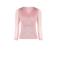 Getailleerde blouse van elastische tule met gekruiste V-hals Rinascimento
