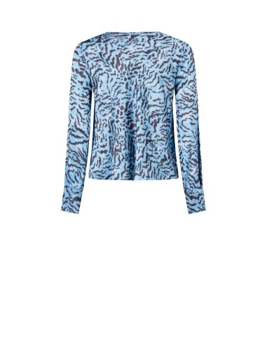 Ruime satijnen blouse met dierenprint en gedrapeerde halslijn van Rinascimento