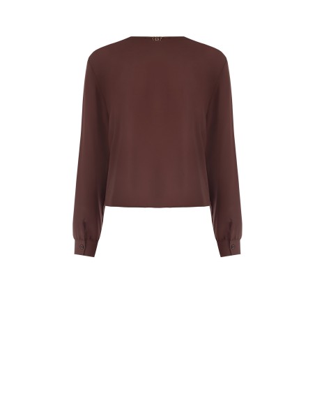 Ruime en soepel vallende satijnen blouse met V-hals van Rinascimento