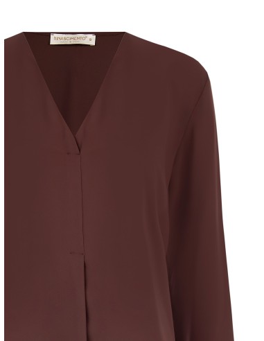 Ruime en soepel vallende satijnen blouse met V-hals van Rinascimento