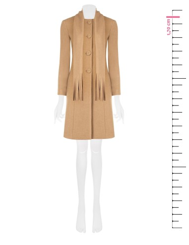 Lange beige jas met geïntegreerde sjaal Rinascimento