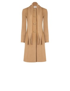Lange beige jas met geïntegreerde sjaal Rinascimento